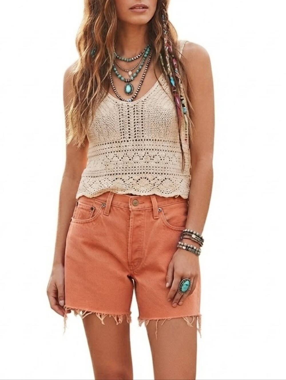 Levi's Vintage 90s Button Fly Denim Cutoff Shorts Rust Orange Size 29